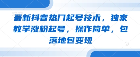 最新抖音热门起号技术，独家教学涨粉起号，操作简单，包落地包变现-蓝色空间-资源