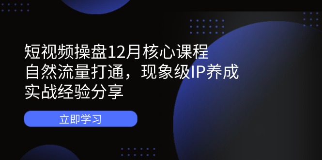 短视频操盘12月核心课程:自然流量打通,现象级IP养成,实战经验分享-蓝色空间-资源