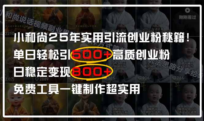 小和尚2025年实用引流秘籍！单日轻松引500+高质量创业粉，日变现800+，...-蓝色空间-资源