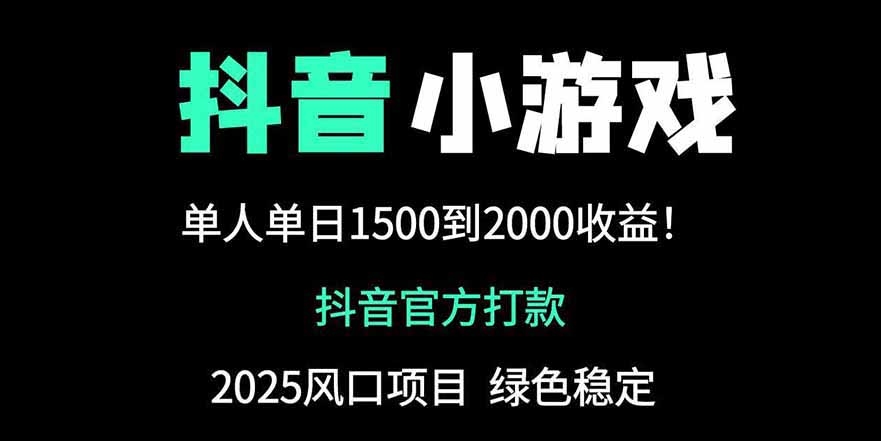 抖音官方小游戏2025全网最新玩法,暴利赚钱项目,单机日入2000+-蓝色空间-资源