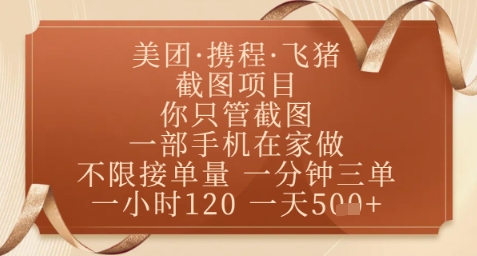 飞猪美团截图项目，你只管截图，一部手机在家做，正规平台无套路，一天5张+【揭秘】-蓝色空间-资源