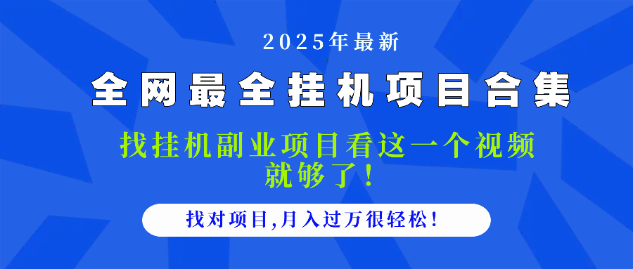 2025最全挂机项目合集 找项目看这一个视频就够了，做对项目月入过万很...-蓝色空间-资源