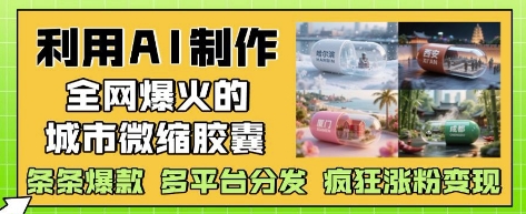 利用AI制作全网爆火的城市微缩胶囊,条条爆款, 多平台分发,疯狂涨粉变现-蓝色空间-资源