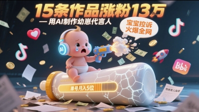 用AI制作幼崽代言人,宝宝的控诉火爆全网,15条作品涨粉13W,单号月入5位数实操教程-蓝色空间-资源