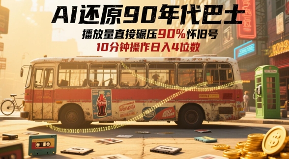 AI还原90年代巴士，一帧就让70后泪崩，播放量直接碾压90%怀旧号，每天操作十分钟，日入四位数-蓝色空间-资源