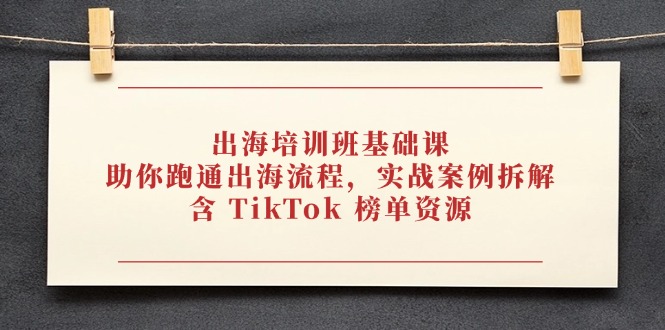 出海培训班基础课,助你跑通出海流程,实战案例拆解,含 TikTok 榜单资源-蓝色空间-资源